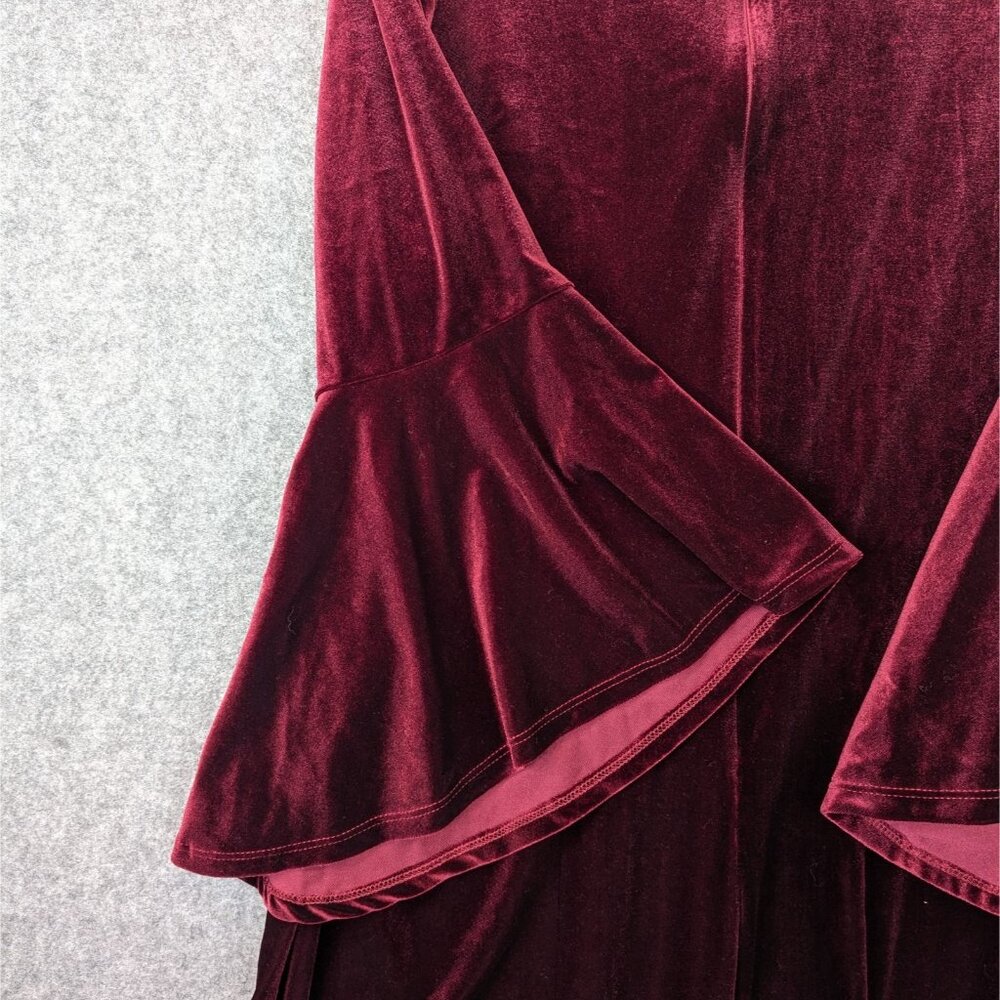 Appleseed's Womens XL Burgundy Stretch Velvet Dress V-Neck 3/4 Bell Sleeve USA - Picture 12 of 12